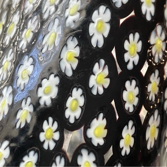 Vintage Murano? glass millefiori daisy vase black amethyst 6.25” - Picture 14 of 16